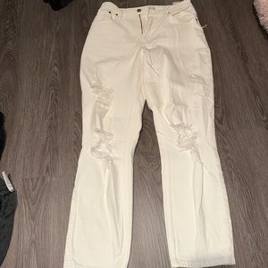 White Abercrombie high rise mom jeans